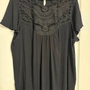 Torrid Gray Flutter Sleeve Blouse with Bib Collar